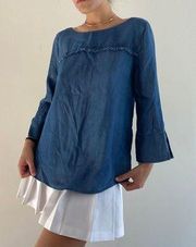 Denim Western Fringe Shirt Nwt