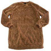 Shein Dress Womens XX Small Petite Tan Brown Fuzzy Knit Long Sleeve Mini Sweater