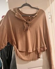 Light Brown Cropped Long Sleeve