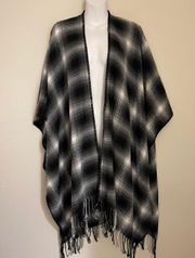 New Gray/ Black/ White Poncho Wrap One Size By