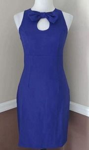 NEW Mystic ModCloth Tailored Navy Blue Sheath Dress with Bow & Keyhole Cutout S