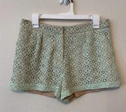 Victoria Beckham For Target Mint Green Lace Overlay Pleated Preppy Shorts