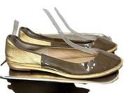 Diane Von Furstenburg Taupe & Gold Patent Leather Ballet Flats Size 10