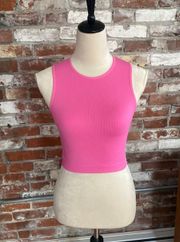 Pink Sleeveless Ribbed Crop Top  Size XS