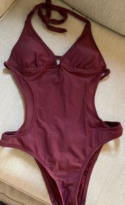 Maroon Cut Out One Piece