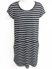 Caslon striped scoop neck cap sleeve casual mini dress pullover pockets