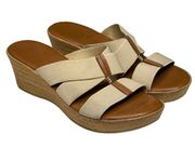 ✵ Platform Wedge Slide Sandals ✵ Taupe + Gold Hardware ✵ 8.5M