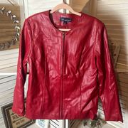 QVC Susan Graver Faux Leather Jacket Red