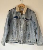 Old Navy unisex jean jacket fleece lined light wash size XXL