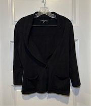 Cable & Gauge Black Knit 3/4 Sleeve Cardigan Sweater S