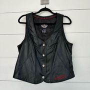 Harley Davidson Women’s Extra Large Crimson Heart Embroidered Leather Vest