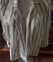 1 state size 20 W open front jacket white with gray and gold vertical striping