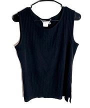 Exclusively Misook Large Black Ribbed Tank Top Shell