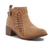 NWT Taupe Braided Faux Suede Ankle Boots Booties