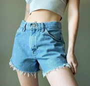 Wrangler Vintage  Originals Blue Raw hem Cut Off High Waist Denim Shorts