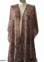 Vero Moda shaved chocolate women’s Poncho Top Brown Black Snakeskin  OS New