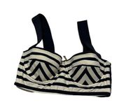 Kate Spade White/Navy Striped Underwire Bustier Bikini Swimwear Top Extra Small