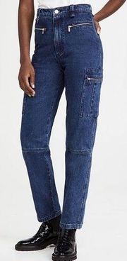 WeWoreWhat Denim Jean 24 XS Straight High Rise Waist Utility Pant Nordstrom Y2K