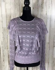 Melrose & Market Ruffle Lilac Lace Blouse S NWT