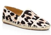 NEW Schutz Ohanna Printed Canvas Leopard Espadrilles Flat Slip On