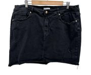 Good American Womens Black Distressed Mini Denim Skirt Raw Hem Size 20 Plus