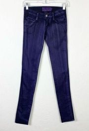 Vintage Y2K Tripp NYC Dark Purple & Black Wash Low Rise Skinny Jeans Size 0