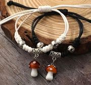 Coffee Brown Glass Mushroom Bracelets