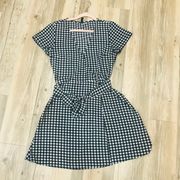 H & M black and white gingham wrap dress sz 2. 