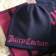 Juicy Couture Logo Scarf & Hat Navy Pink  New