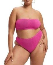 Good American Women Pink Sparkle Good Waist Cheeky Swim Bottoms Bikini Size 0 XS