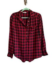 Beachlunchlounge red black plaid collar shirt