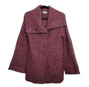 Fashion Bug Womens Small Fuzzy Purple Large Button Long Line Cardigan