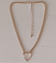 NWOT  14” gold toned heart necklace