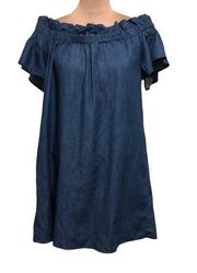 Corey Lynn Calter Off Shoulder Dress Size Large Blue Chambray