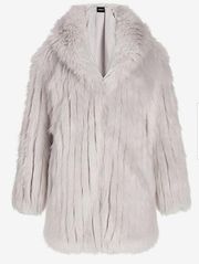 Express x You Oversized Faux Fur Jacket Coat Silver and White Size Large NWT