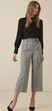 Reiss Mollie Belted Culottes Houndstooth Pants