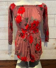 KENDALL & KYLIE Women's Floral Pattern Off Shoulder Long Sleeve Romper Size S