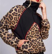 Terez Leopard Oversized Half Zip Windbreaker NEW