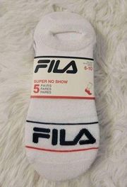 NWT Fila 5 Pairs of Super No Show Women's Socks