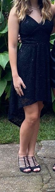 black sequin dress