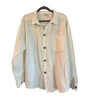 CP Shades Size Large White Linen Long Sleeve Button Up Shirt Lagenlook Womens