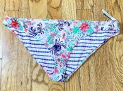 NWOT  Reversible Bikini Swim Bottom Tropical Crab / Stripes Sz XL