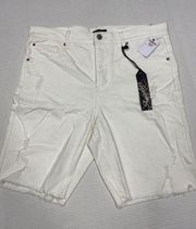 Supplies by Unionbay womens white denim shorts distressed hem size 12