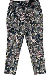 Jules & Leopold Navy Pink White Paisley Pull On Slim Ankle Pants size S NEW Tags