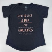 Bubba Gump Shrimp Life is Like a Box of Chocolates top shirt XXL 2X Gold Black