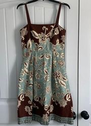 Size 6, teal/cream/brown Dress barn dress