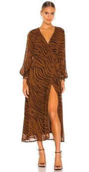 FAITHFULL the Brand Florian Wrap Dress in Kenya Animal Print size 8 Tiger Print