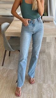 Abercrombie 90s straight high rise jeans split 25 short