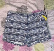 Metallic Embroidered Tweed Knit Shorts Size 6 Blue & White