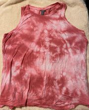 Easy Peazy Flowy Tank Top XL Pink/White Tie Dye